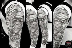firefighter, mask, axe tattoo idea