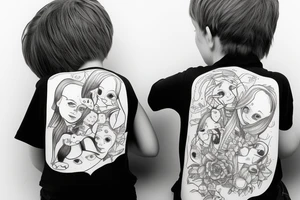 Two children watching each other tattoo idea