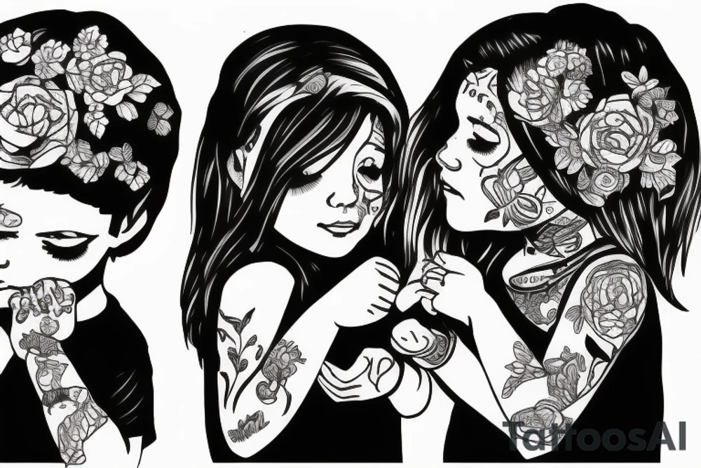 Two children watching each other tattoo idea