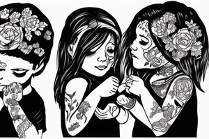 Two children watching each other tattoo idea