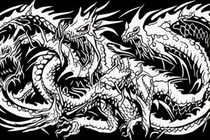 zombie dragon destroying a castle tattoo idea