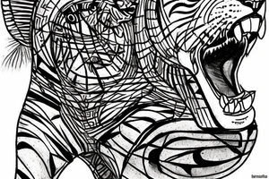 Tiger climbing a Egyptian pyramid tattoo idea