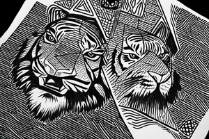 Tiger climbing a Egyptian pyramid tattoo idea