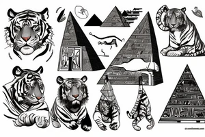 Tiger climbing a Egyptian pyramid tattoo idea