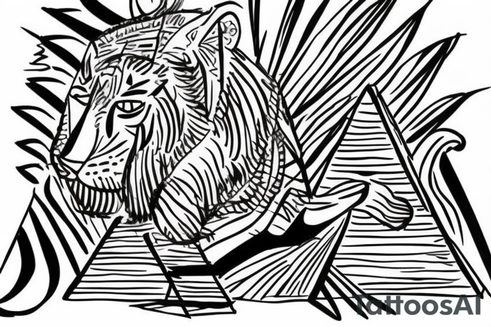 Tiger climbing a Egyptian pyramid tattoo idea
