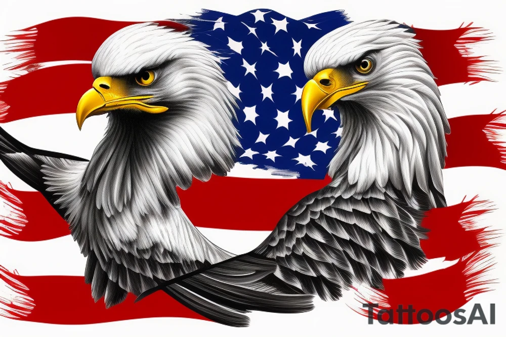 Albanian eagle with American flag tattoo idea