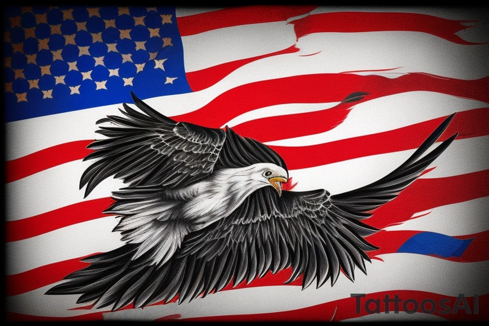 Albanian eagle with American flag tattoo idea