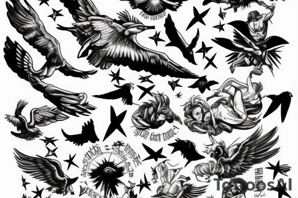 Icarus falling head first from the sky tattoo idea