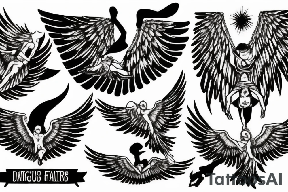 Icarus falling head first from the sky wings spread tattoo idea