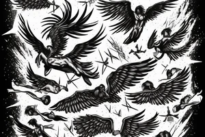 Icarus falling head first from the sky wings spread tattoo idea