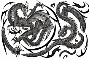 Norse mythology dragon with runes tattoo idea