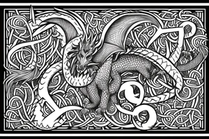 Norse mythology dragon with runes tattoo idea