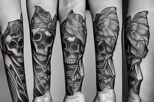 skeleton reading a book tattoo idea