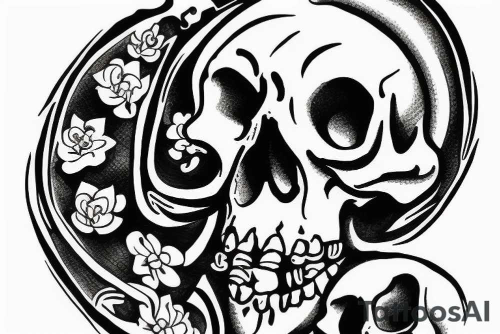 skull reading a book tattoo idea