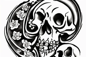 skull reading a book tattoo idea