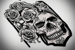 skull reading a book tattoo idea