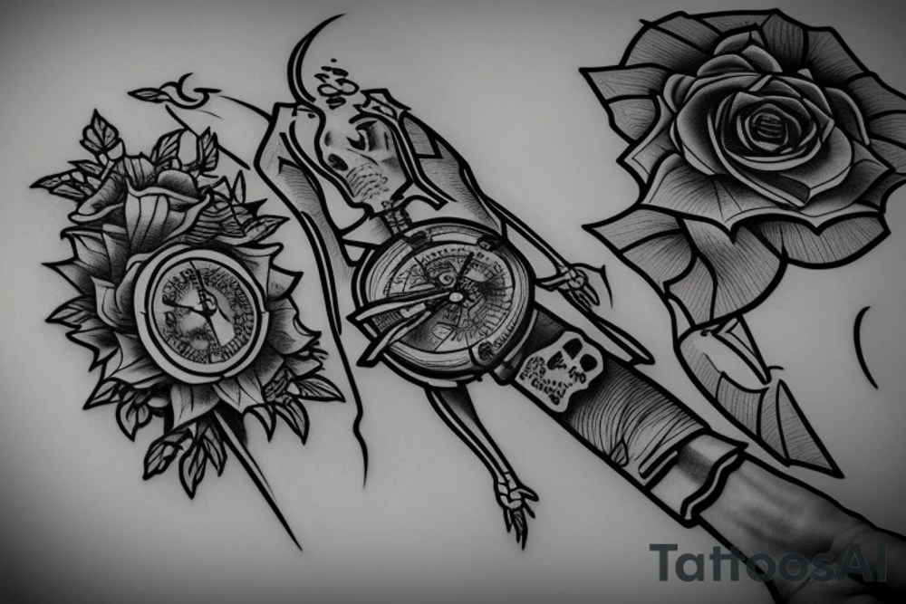 skeleton reading a book tattoo idea