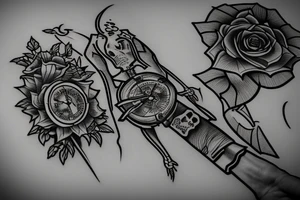 skeleton reading a book tattoo idea