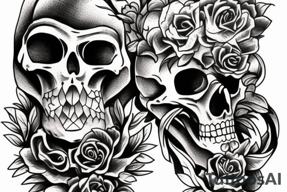 skeleton reading a book tattoo idea