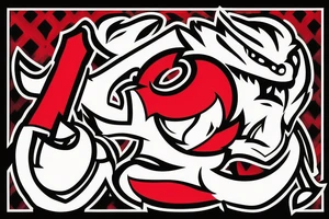 the university of georgia mascot holding the national championship trophy (red and black colors) tattoo idea