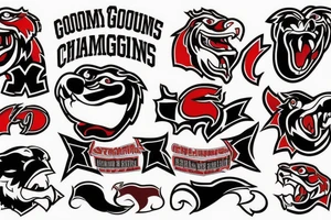 the university of georgia mascot holding the national championship trophy (red and black colors) tattoo idea