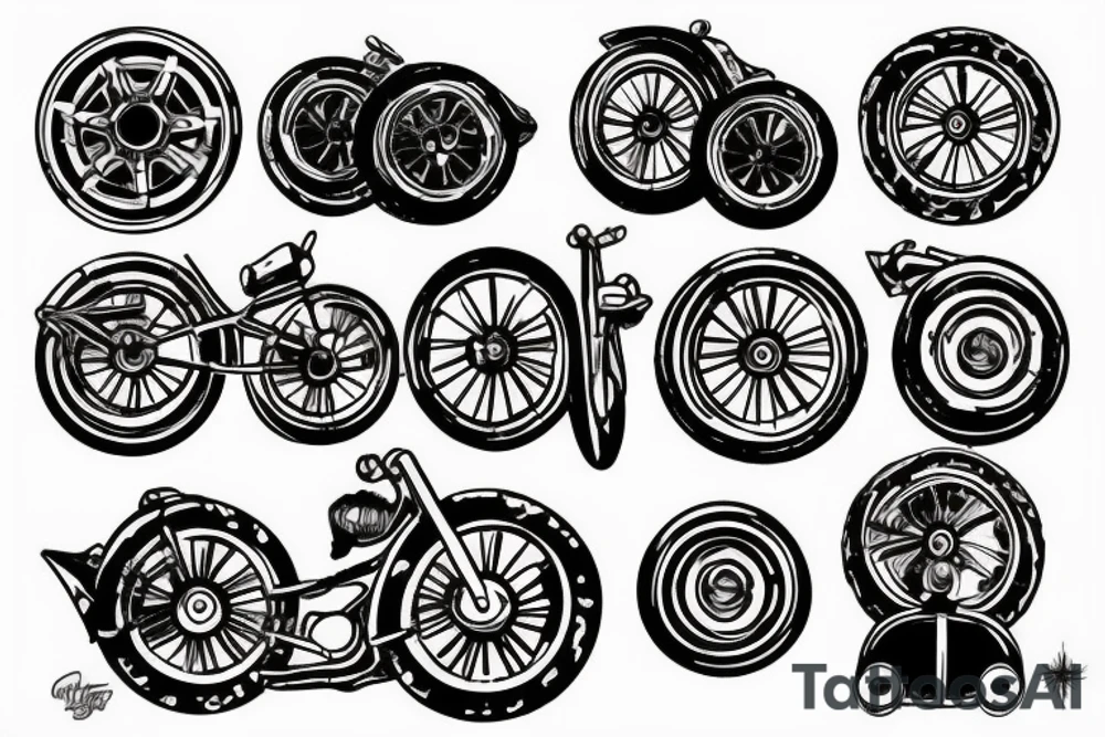 Wheels with fire tattoo idea