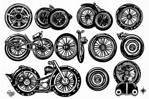 Wheels with fire tattoo idea