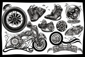 Wheels with fire tattoo idea