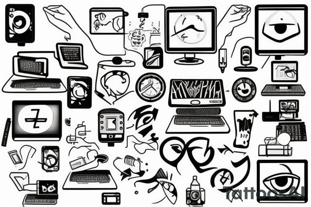 computer x human tattoo idea