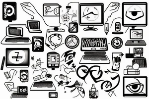 computer x human tattoo idea