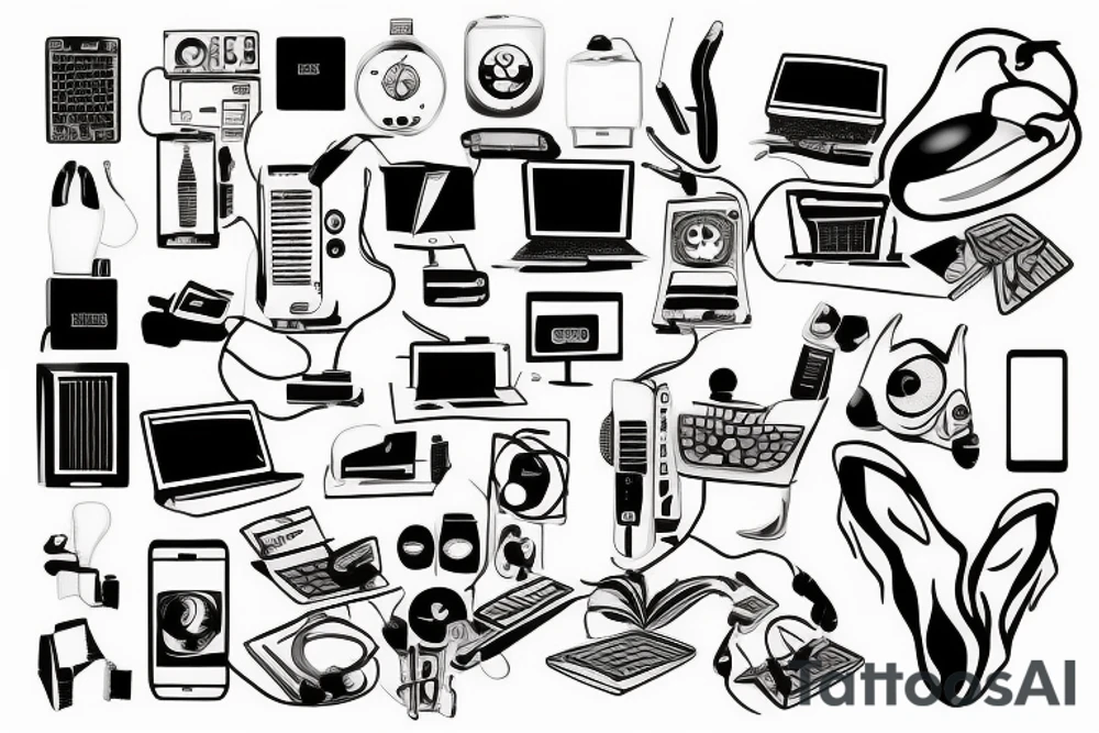 computer x human tattoo idea
