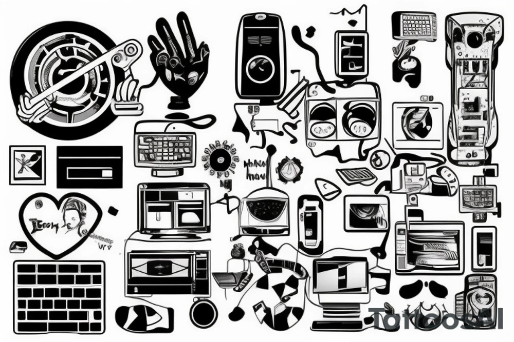 computer x human tattoo idea
