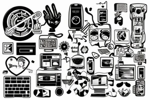 computer x human tattoo idea