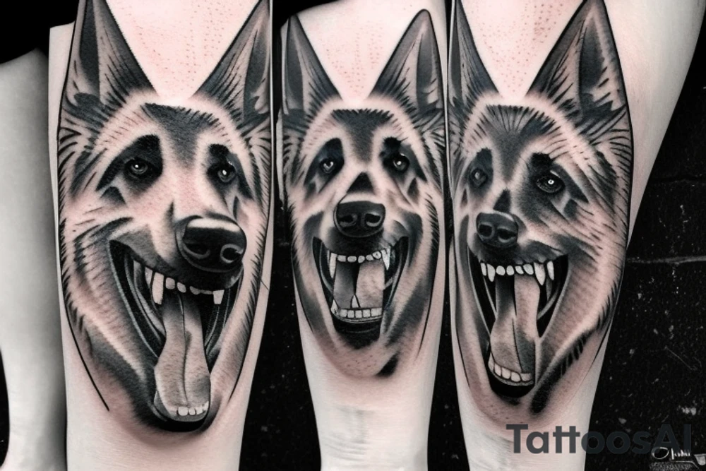 German shepherd snarl tattoo idea