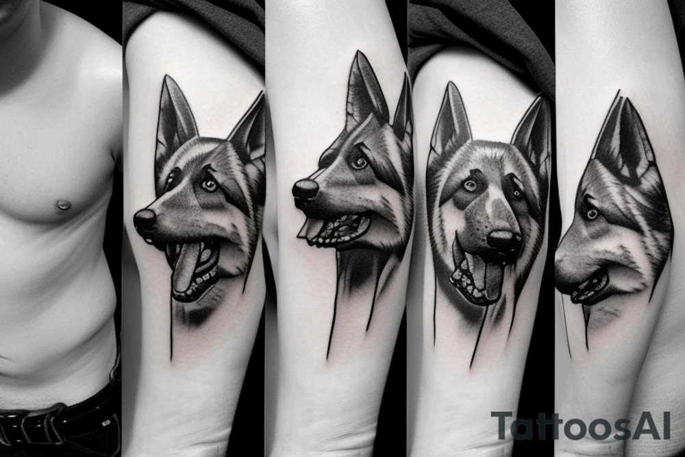 German shepherd snarl tattoo idea
