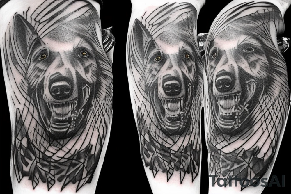 German shepherd freddy krueger mix tattoo idea