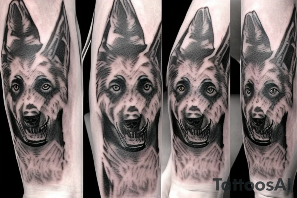 German shepherd freddy krueger mix tattoo idea