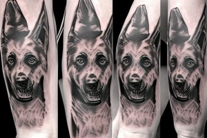 German shepherd freddy krueger mix tattoo idea