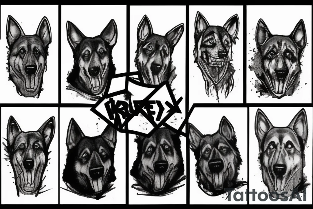 German shepherd freddy krueger mix tattoo idea