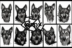 German shepherd freddy krueger mix tattoo idea