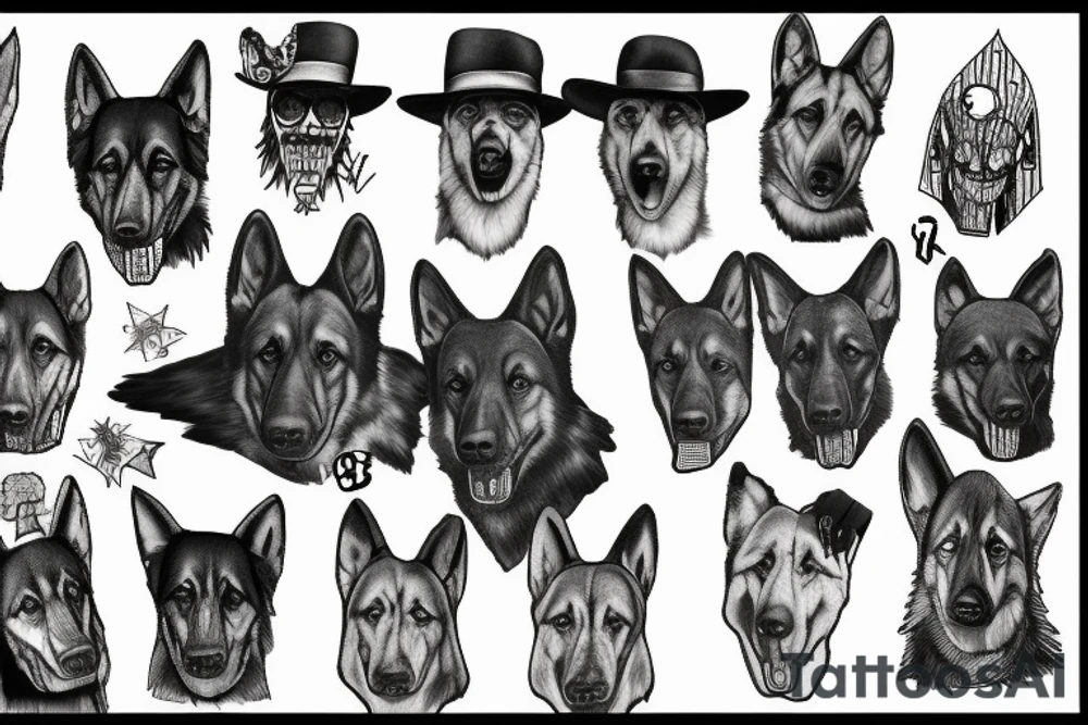 German shepherd freddy krueger mix tattoo idea