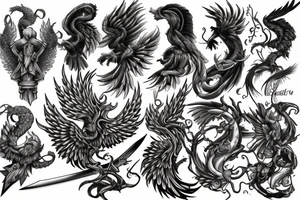 Sword and phoenix tattoo idea