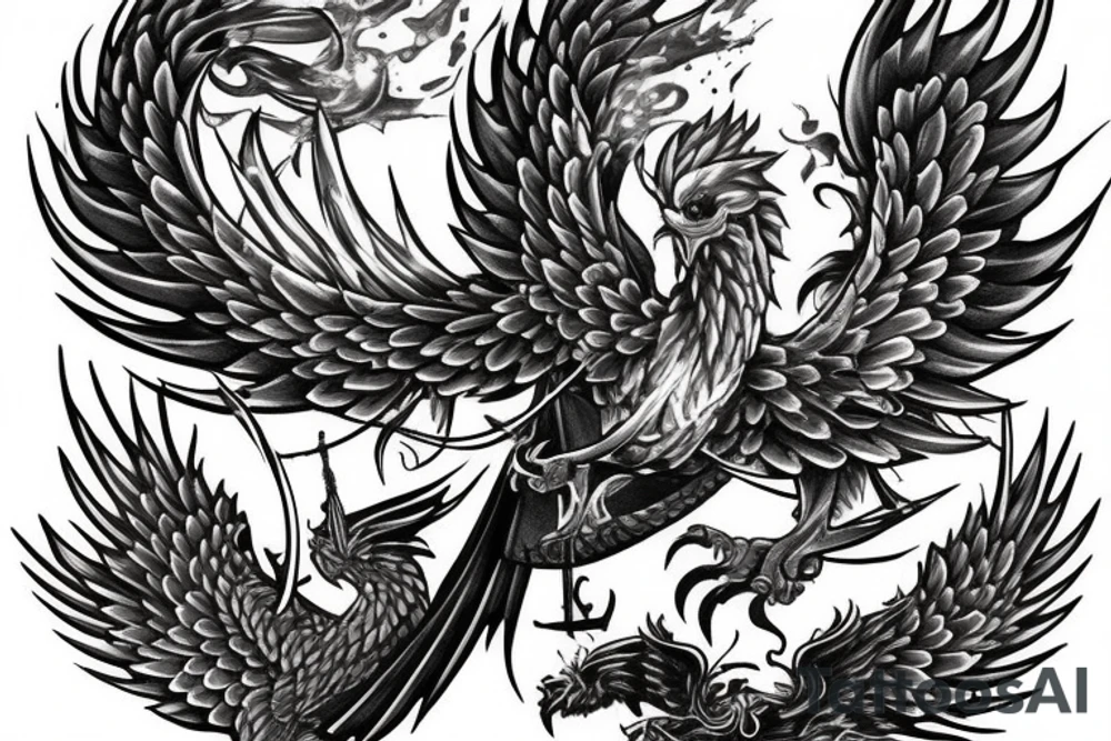 Sword and phoenix tattoo idea
