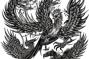 Sword and phoenix tattoo idea
