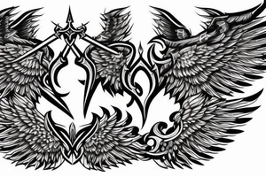 Symmetrical sword with wings tattoo idea
