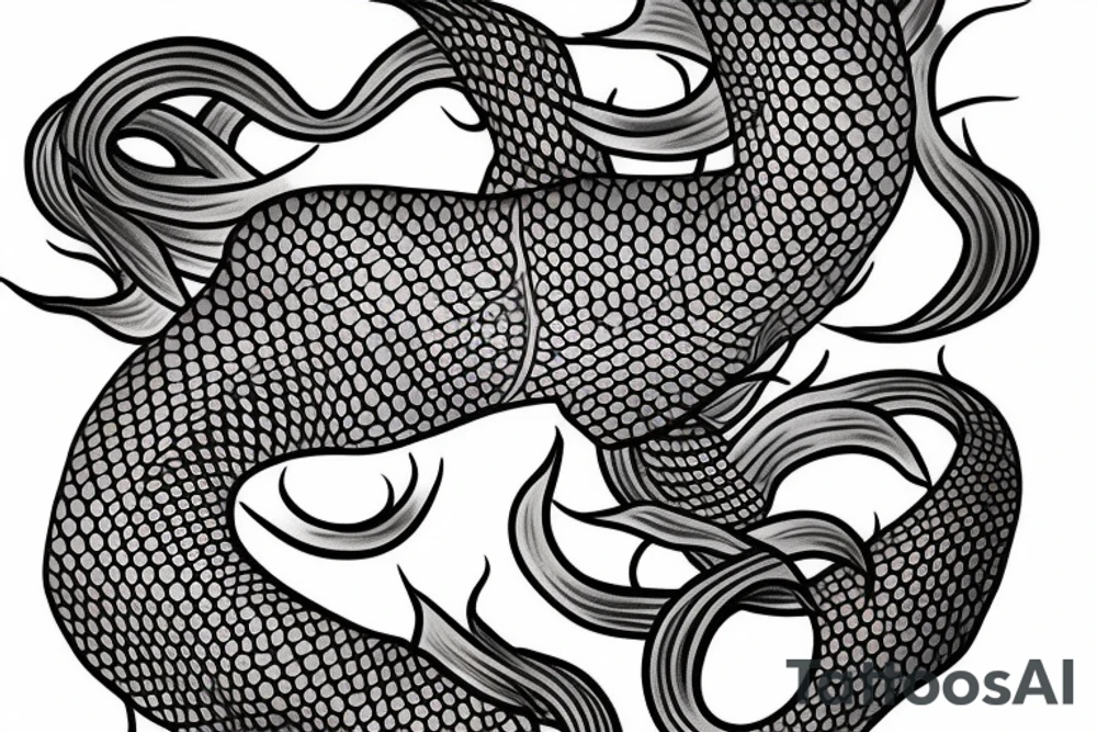 Squid tattoo sleeve that blends in with traditional Japanese koi fish tattoo. tattoo idea