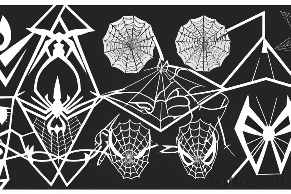 Geometricalgeometric representation of the object with the marvel/spiderman theme in the background tattoo idea