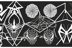 Geometricalgeometric representation of the object with the marvel/spiderman theme in the background tattoo idea