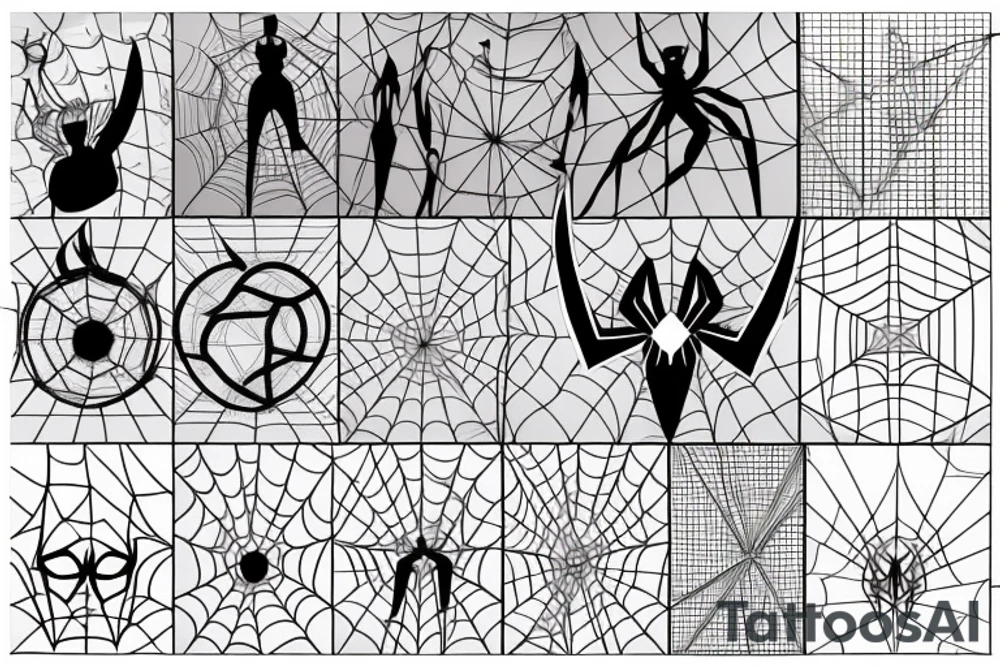 Geometricalgeometric representation of the object with the marvel/spiderman theme in the background tattoo idea