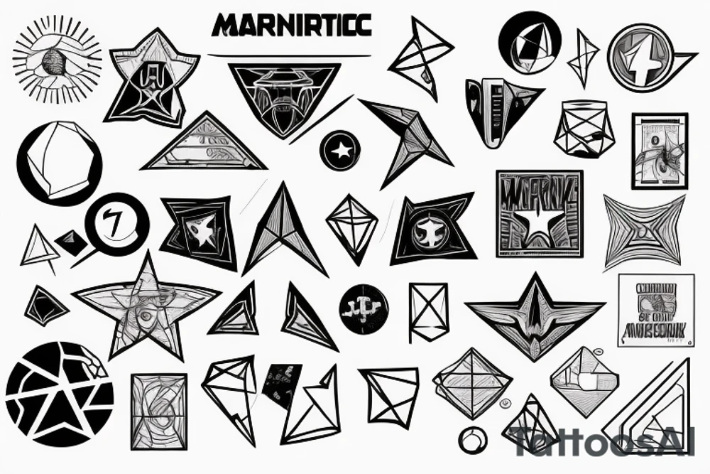 geometric representation of an object with a marvel theme as ambiguity tattoo idea